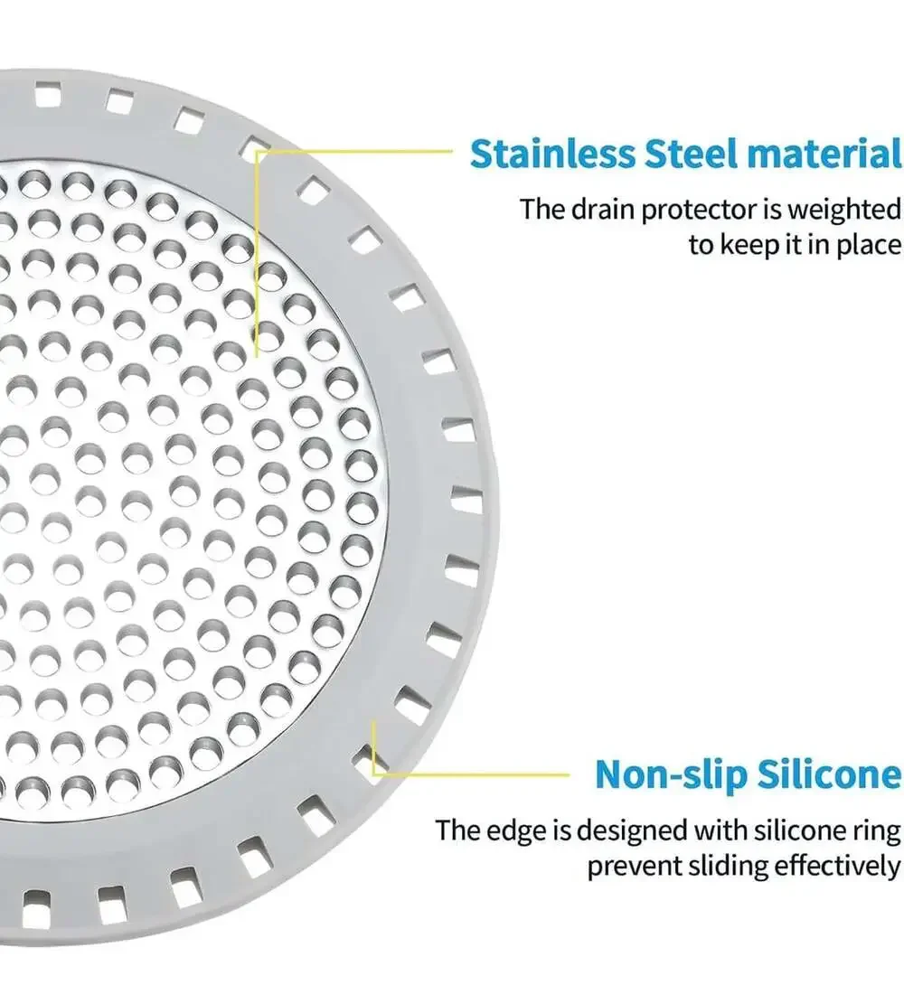 Aluvor Shower Drain Hair Catcher 4.9-Inch Stainless Steel and Silicone